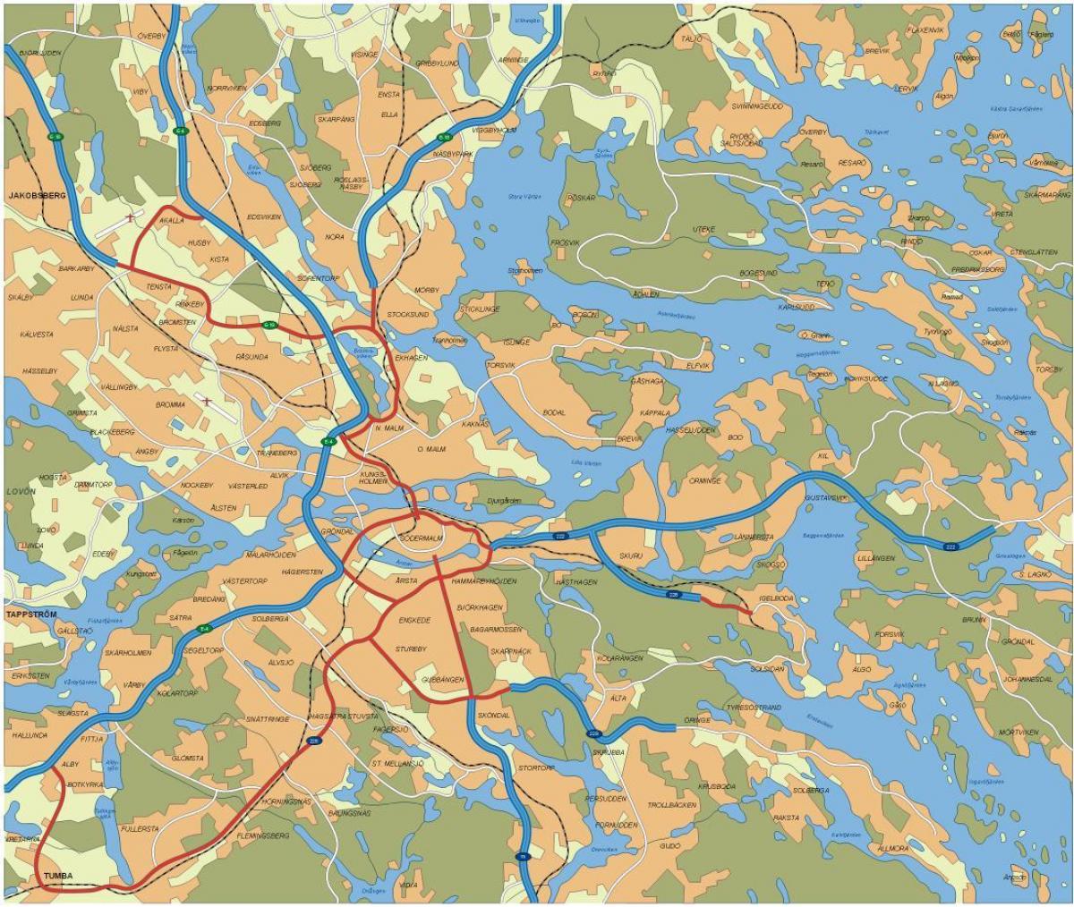 Stockholm roads map